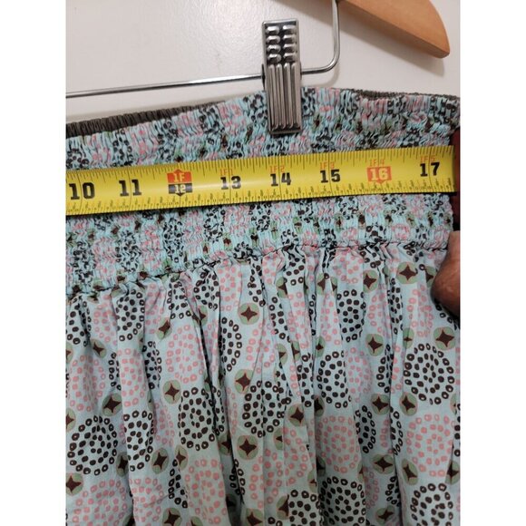 Floral Patterned Smocked Waist Multicolor Women's Skirt With Lining Size XL - Picture 6 of 9